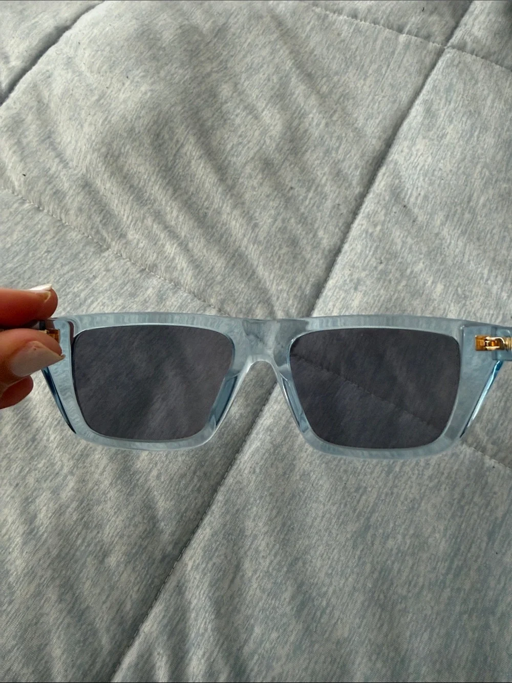 Bottega Veneta Blue Transparent Square Sunglasses - new tag